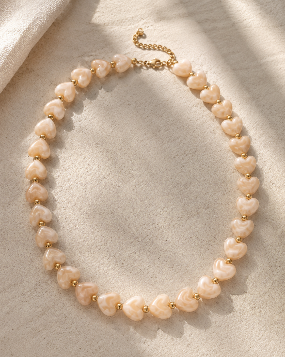 LOD of Love - Hartjes Ketting Beige Goud