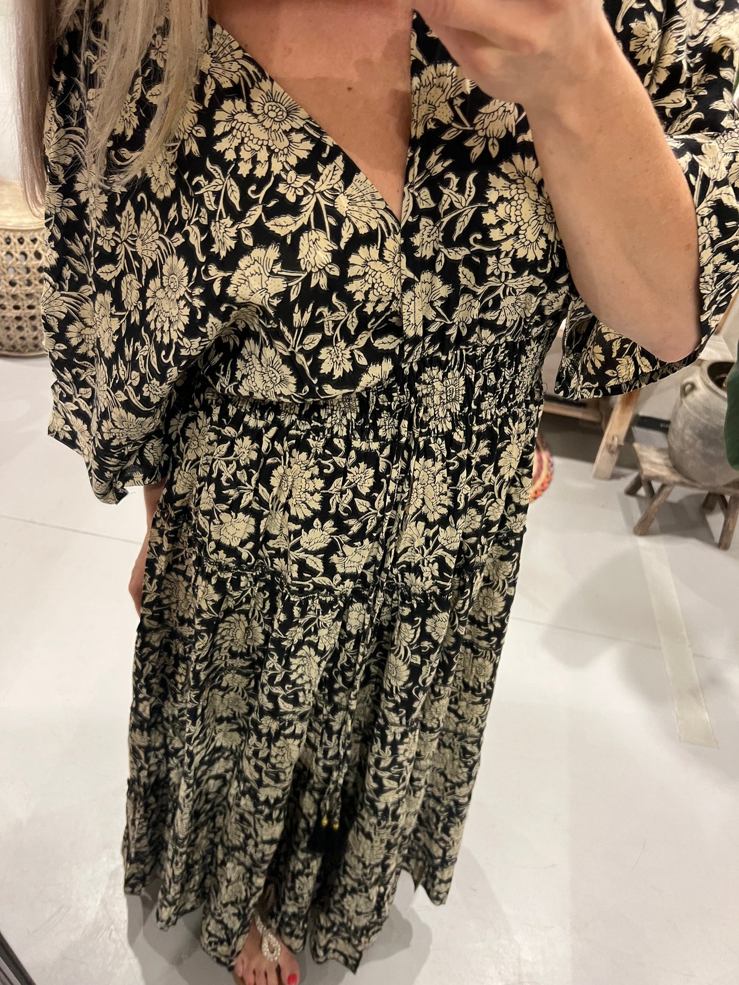 LOD of Love – Ibiza Maxi Dress Zwart met Bloemenprint