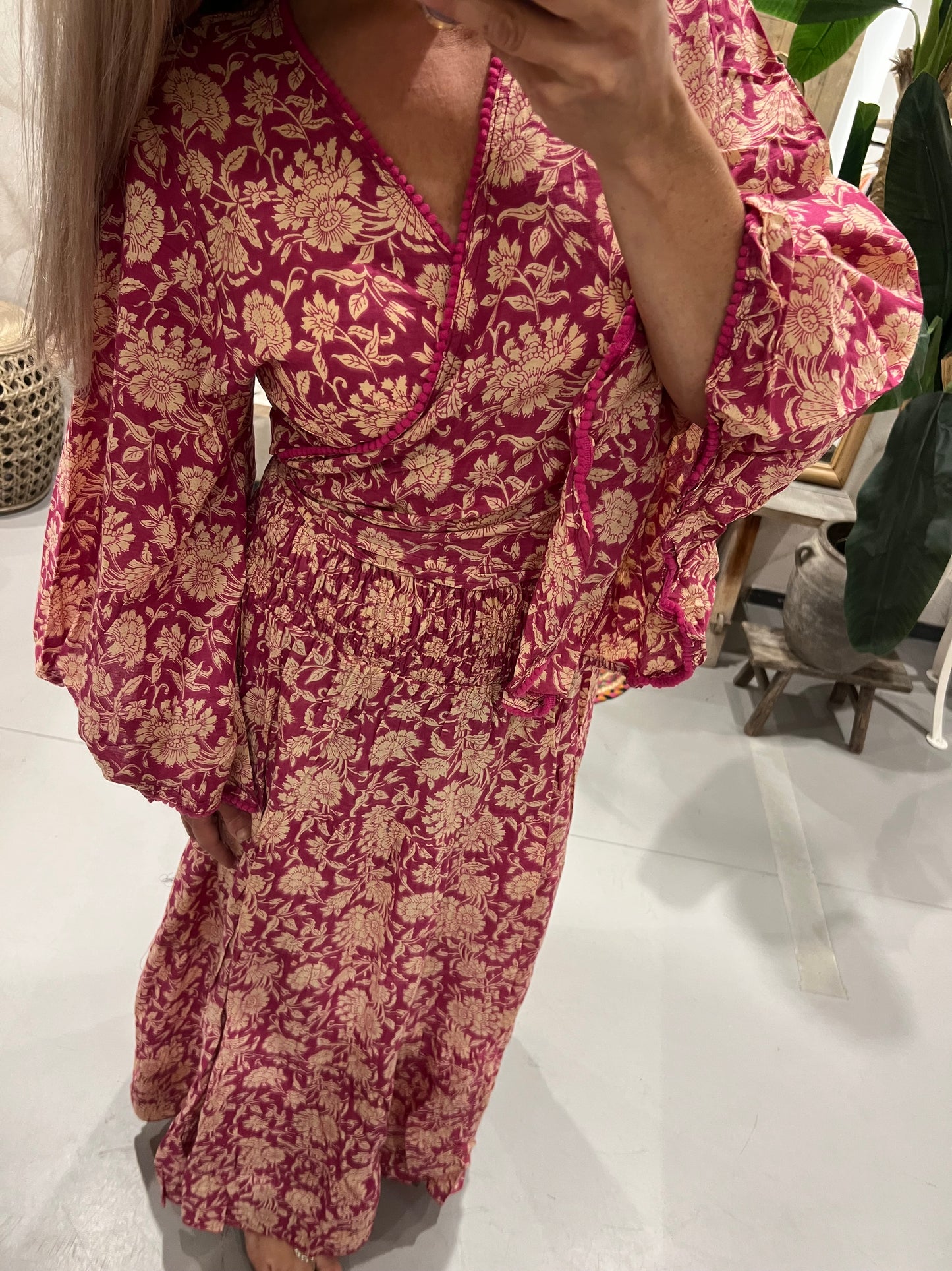 LOD of Love – Ibiza Maxi Rok Framboosrood met Bloemenprint