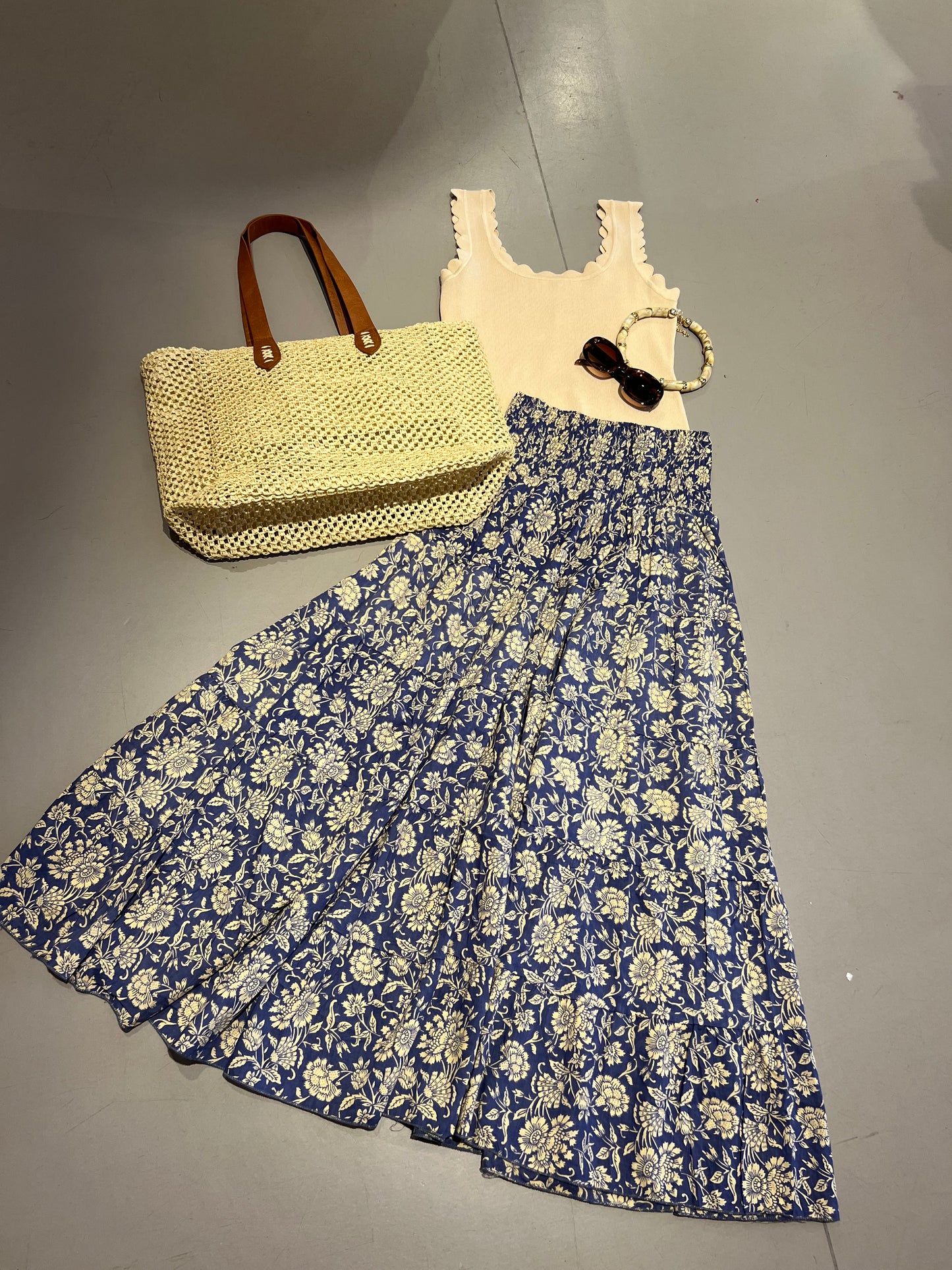 LOD of Love – Ibiza Maxi Rok Nachtblauw met Bloemenprint