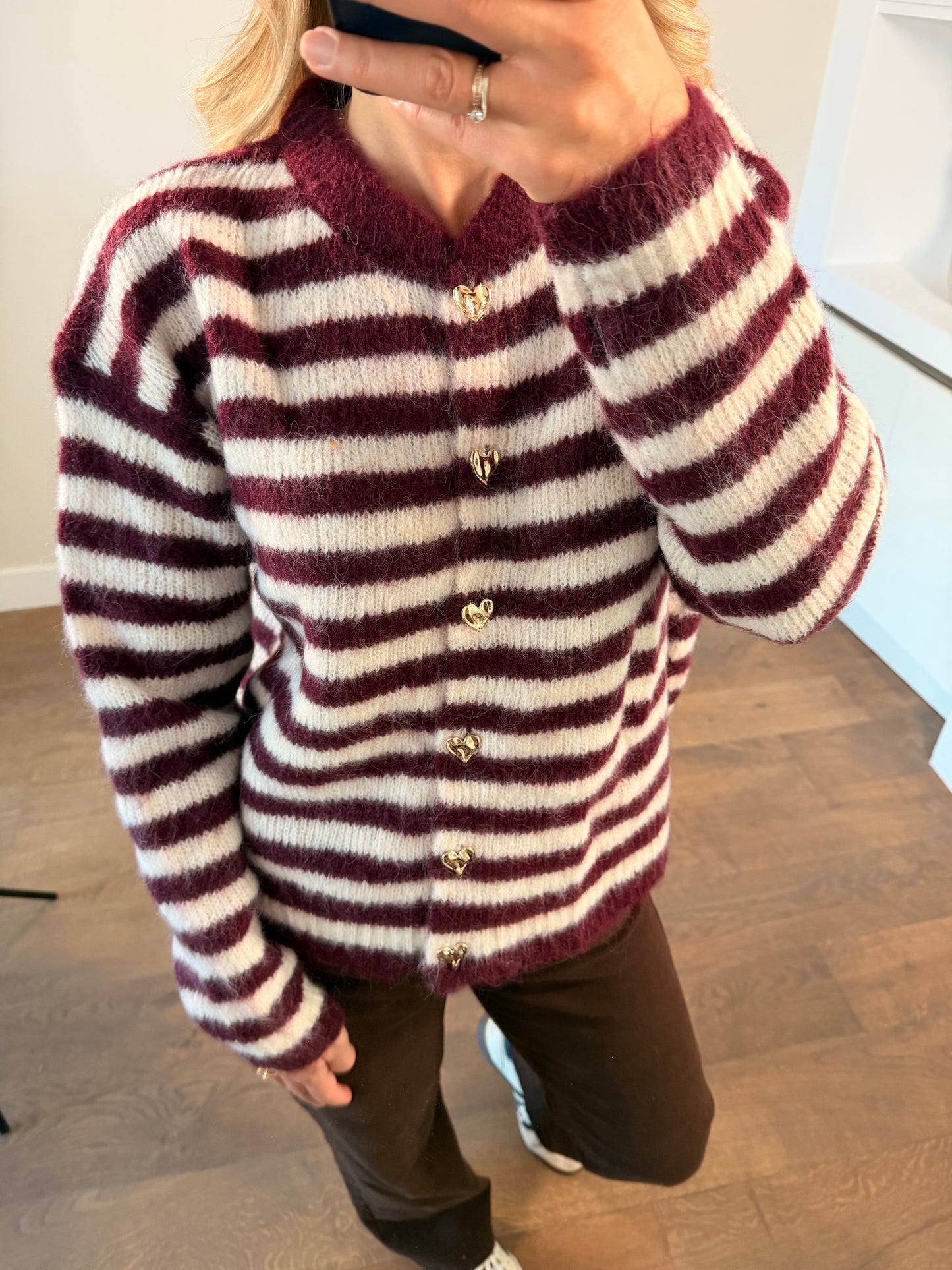 LOD of Love – Gestreept Fluffy Vest Burgundy