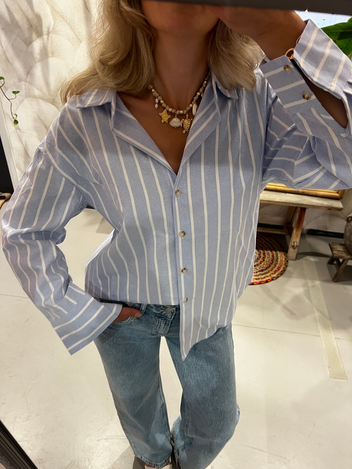 LOD of Love – Light Blue Blouse Vitoria with White Stripes