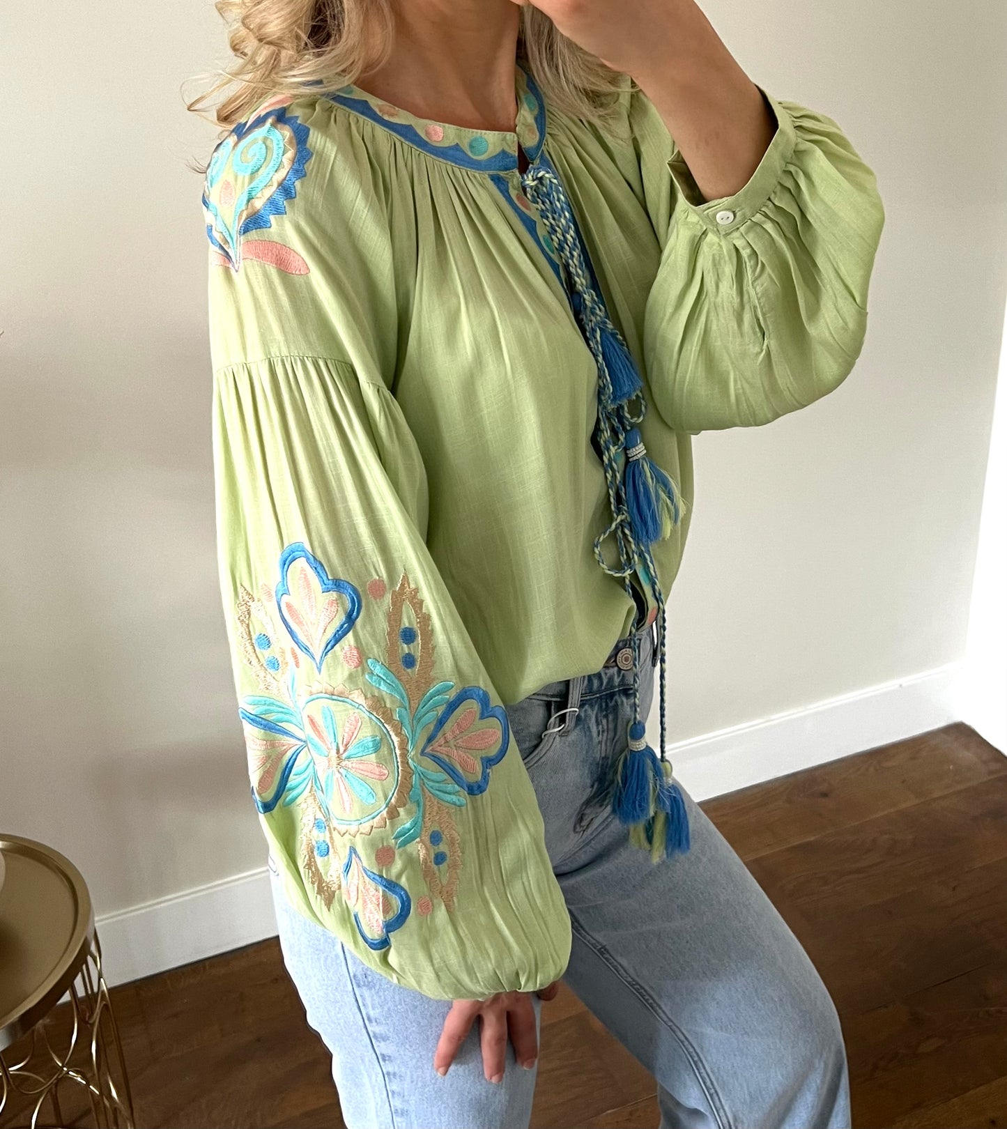 LOD of Love – Boho Blouse met Borduursel Soft Green