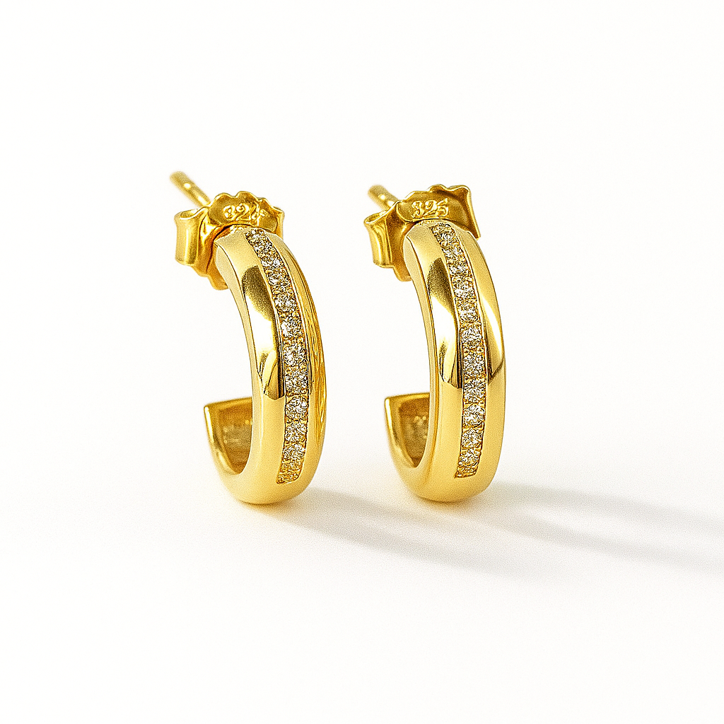 (Copy) LOD of Love – Sterling Silver Gold Plated Earrings with Zirconia