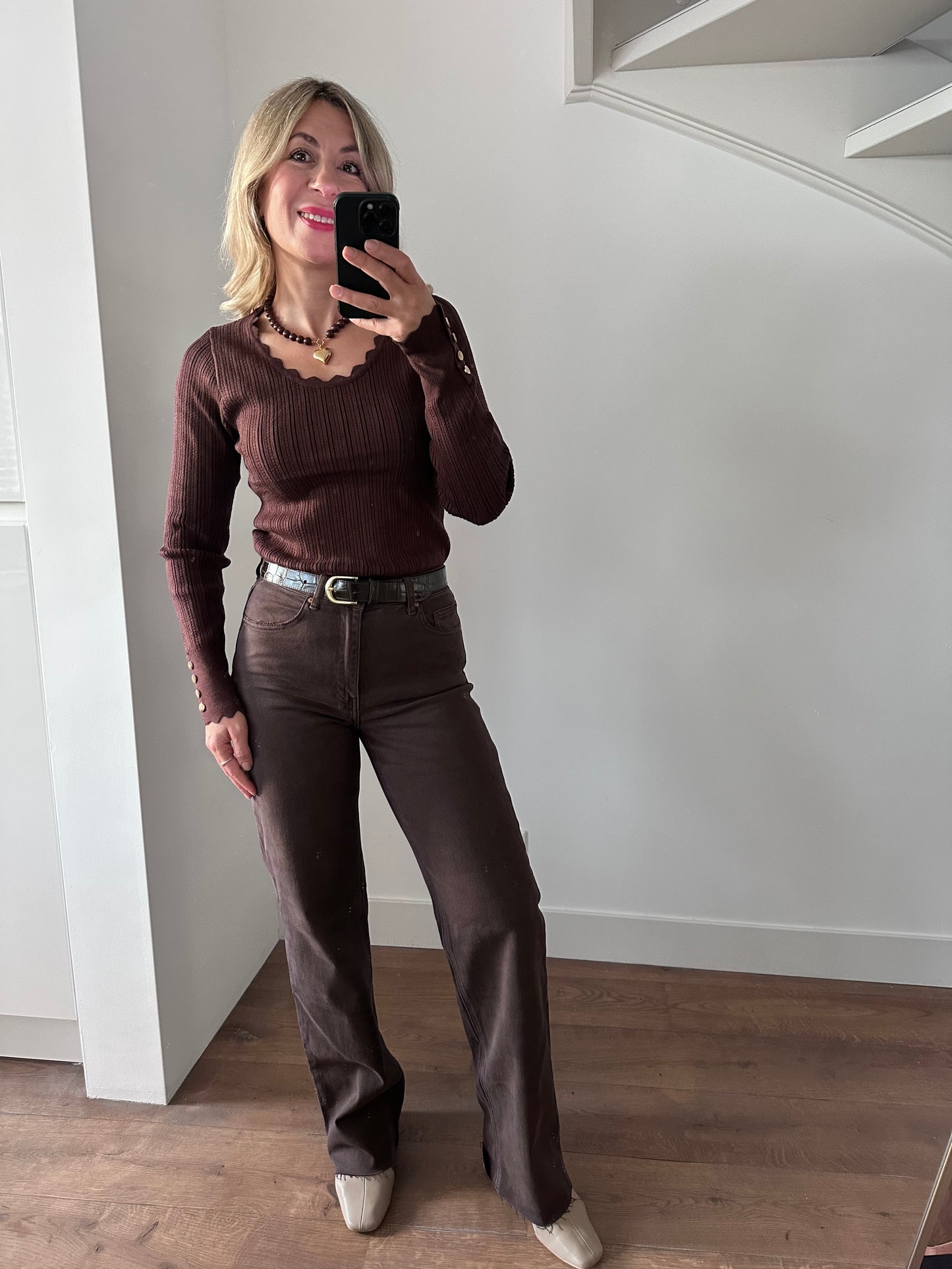 LOD of Love - Tall Queen Hearts Wide Leg Jeans Donkerbruin