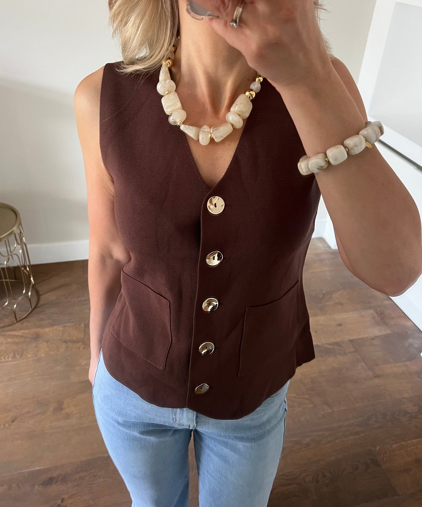 LOD of Love – Gilet Milan Bruin 100% Viscose