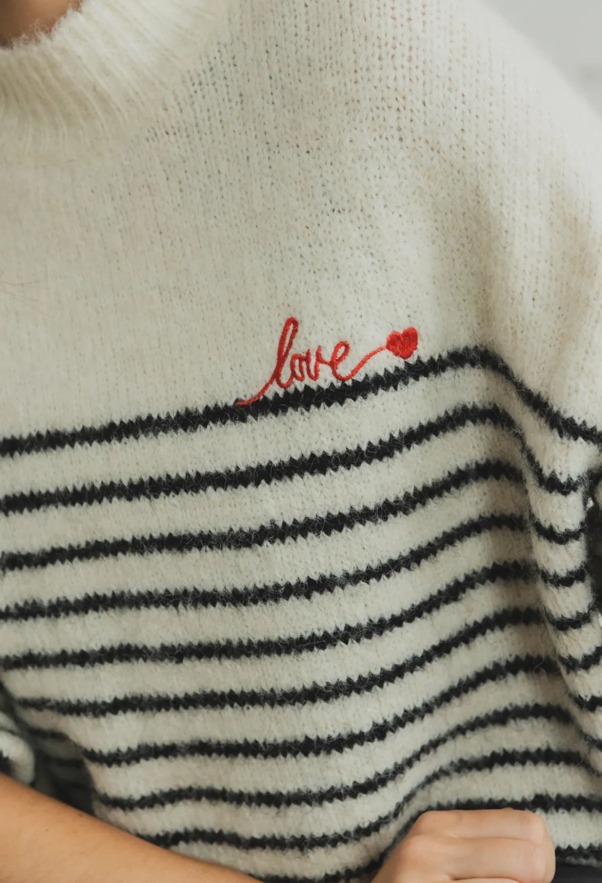 LOD Of Love - Gestreepte Trui Love Ecru