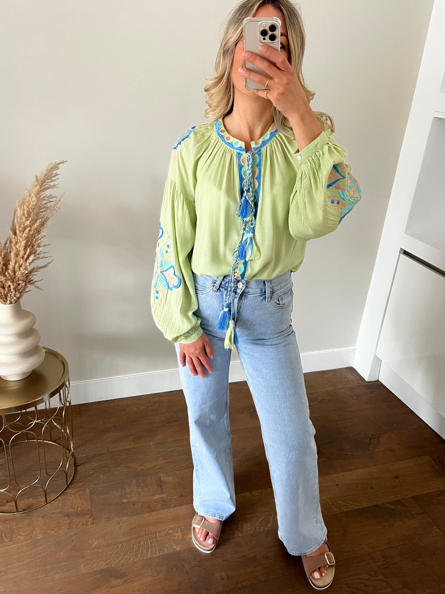 LOD of Love – Boho Blouse met Borduursel Soft Green