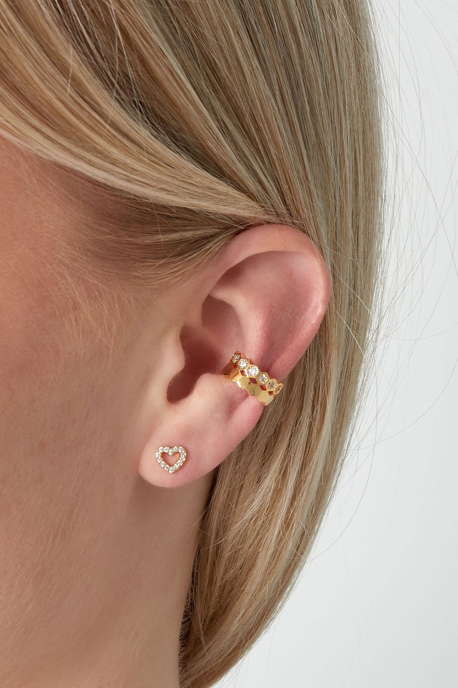 LOD of Love – GGouden Ear Cuff met Steentjes Luxe Honingraat Design