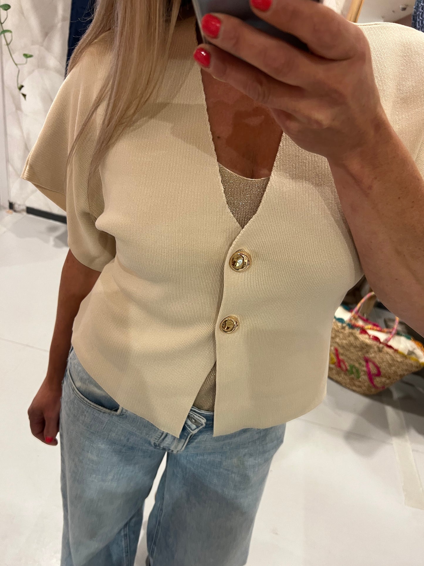 LOD of Love – Zand Top met Gouden Knopen – Lucce