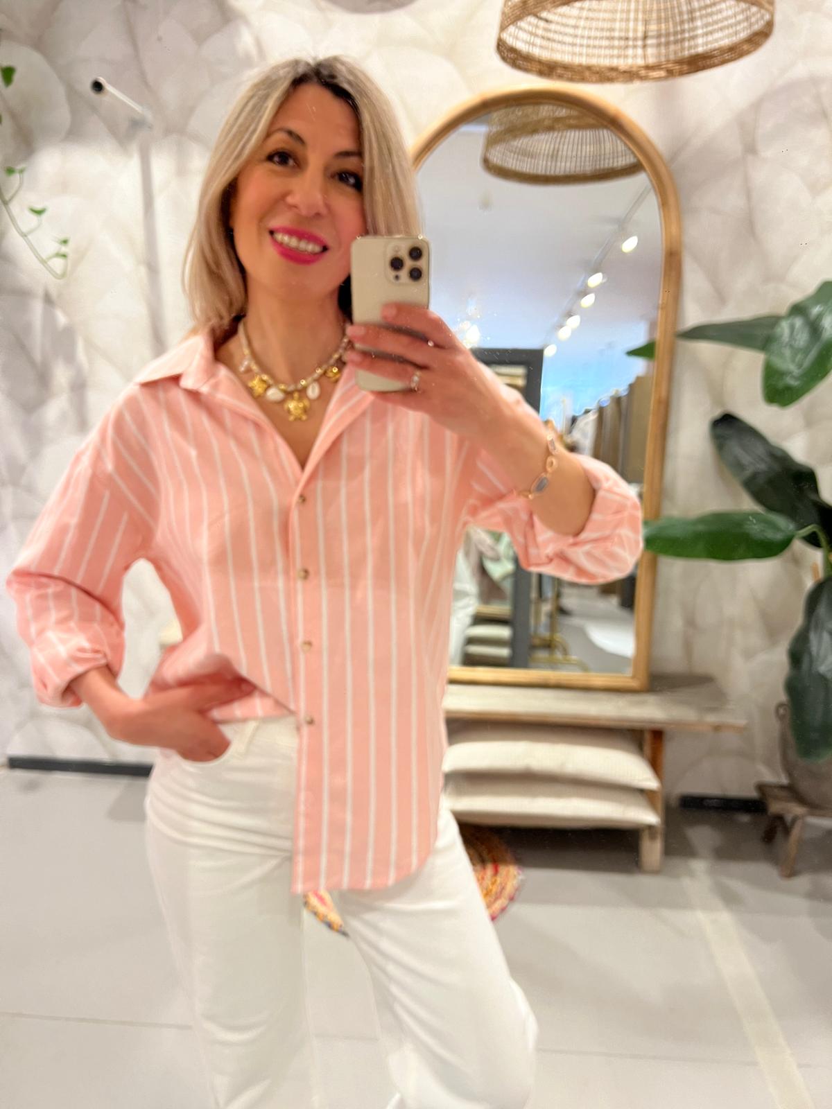 LOD of Love – Gestreepte Blouse Zalmroze