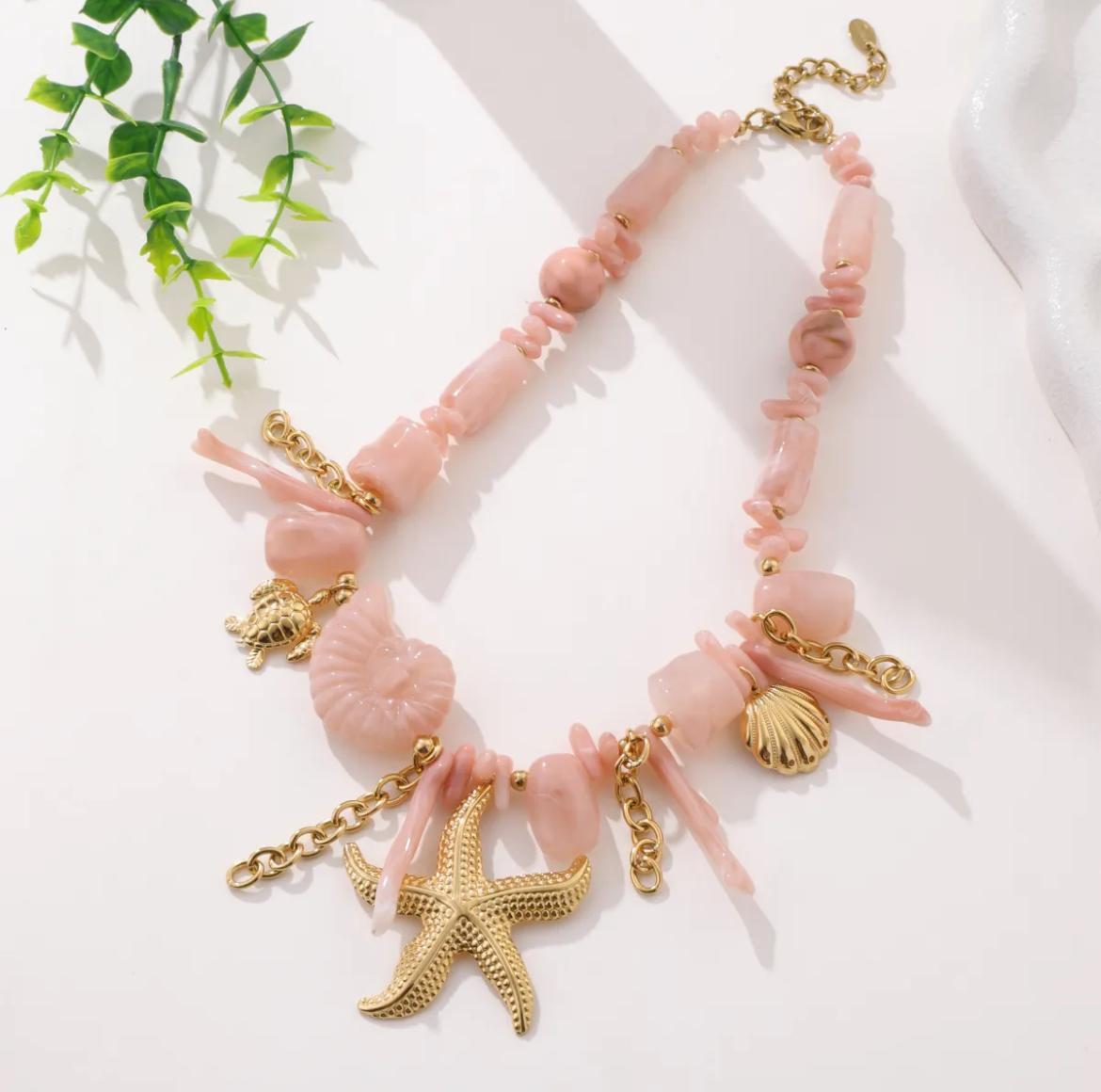 LOD of Love - Summer Vibes Ketting Pink Coral & Gouden Bedels