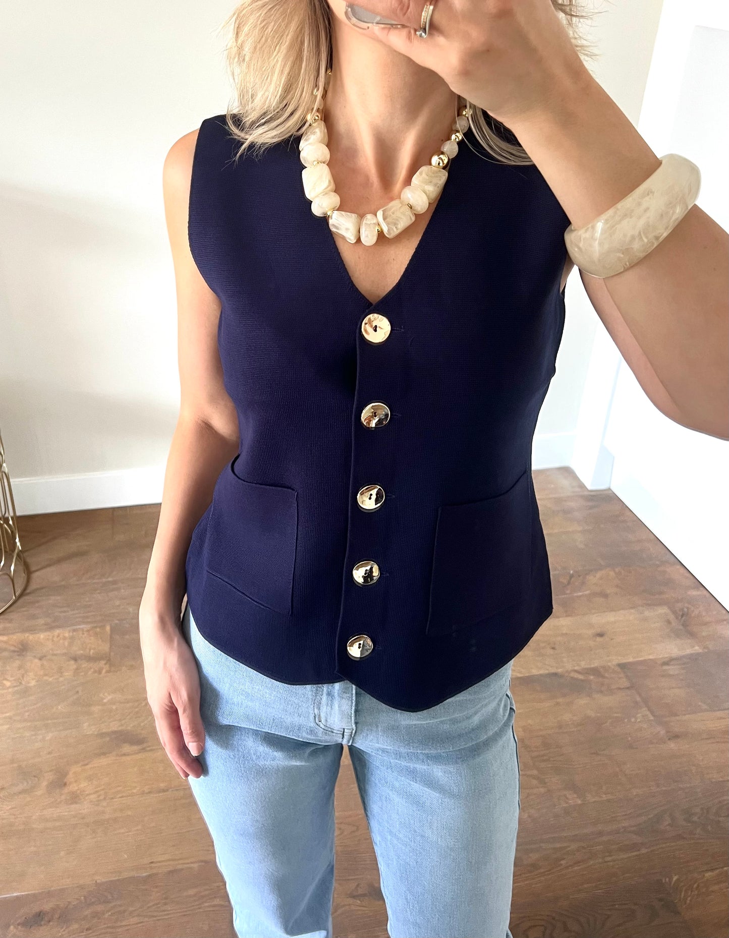 LOD of Love – Gilet Milan Navy 100% Viscose