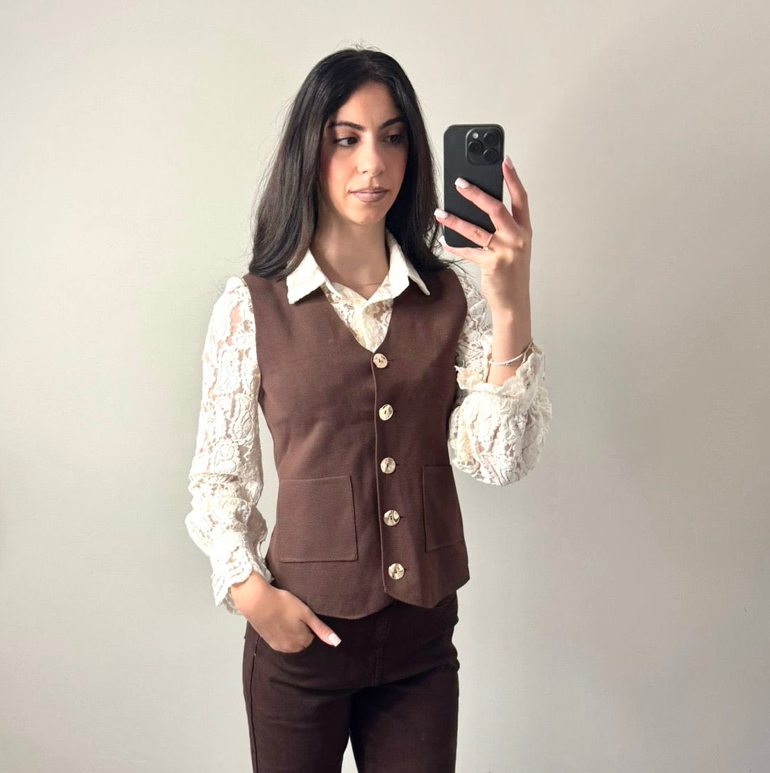LOD of Love – Gilet Milan Bruin 100% Viscose
