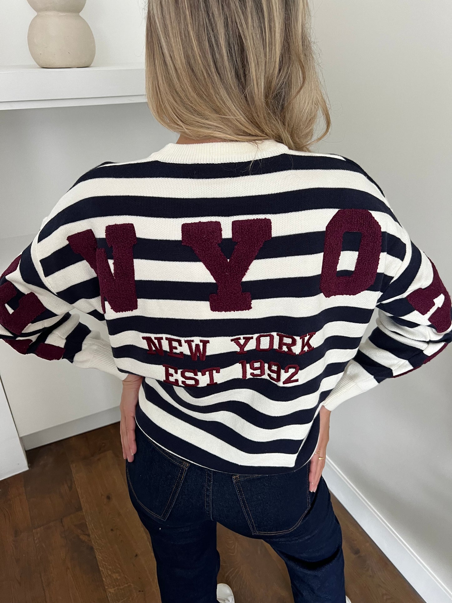LOD of Love - New York Trui Blauw Offwhite Gestreept