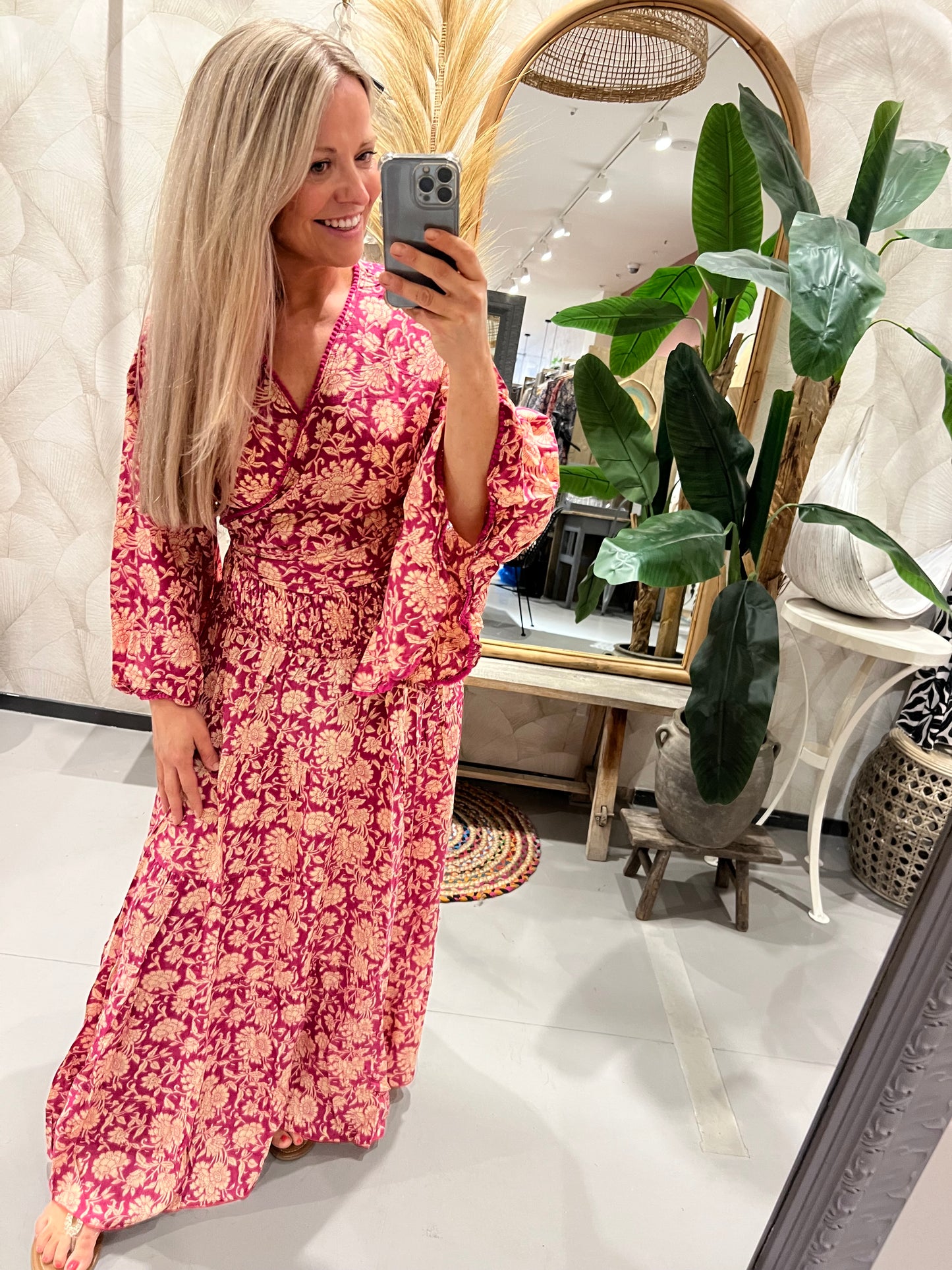 LOD of Love – Ibiza Maxi Rok Framboosrood met Bloemenprint