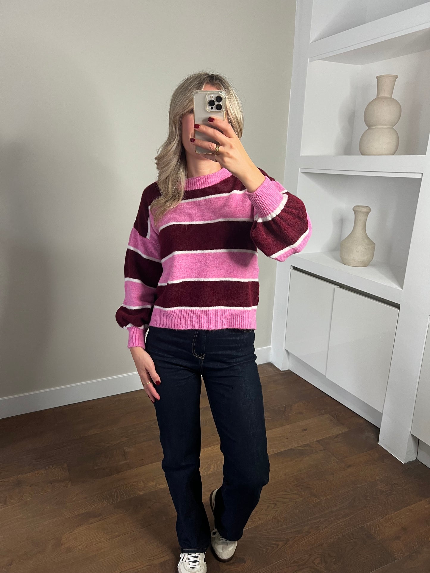 LOD Of Love - Gestreepte Trui Bordeaux/Roze
