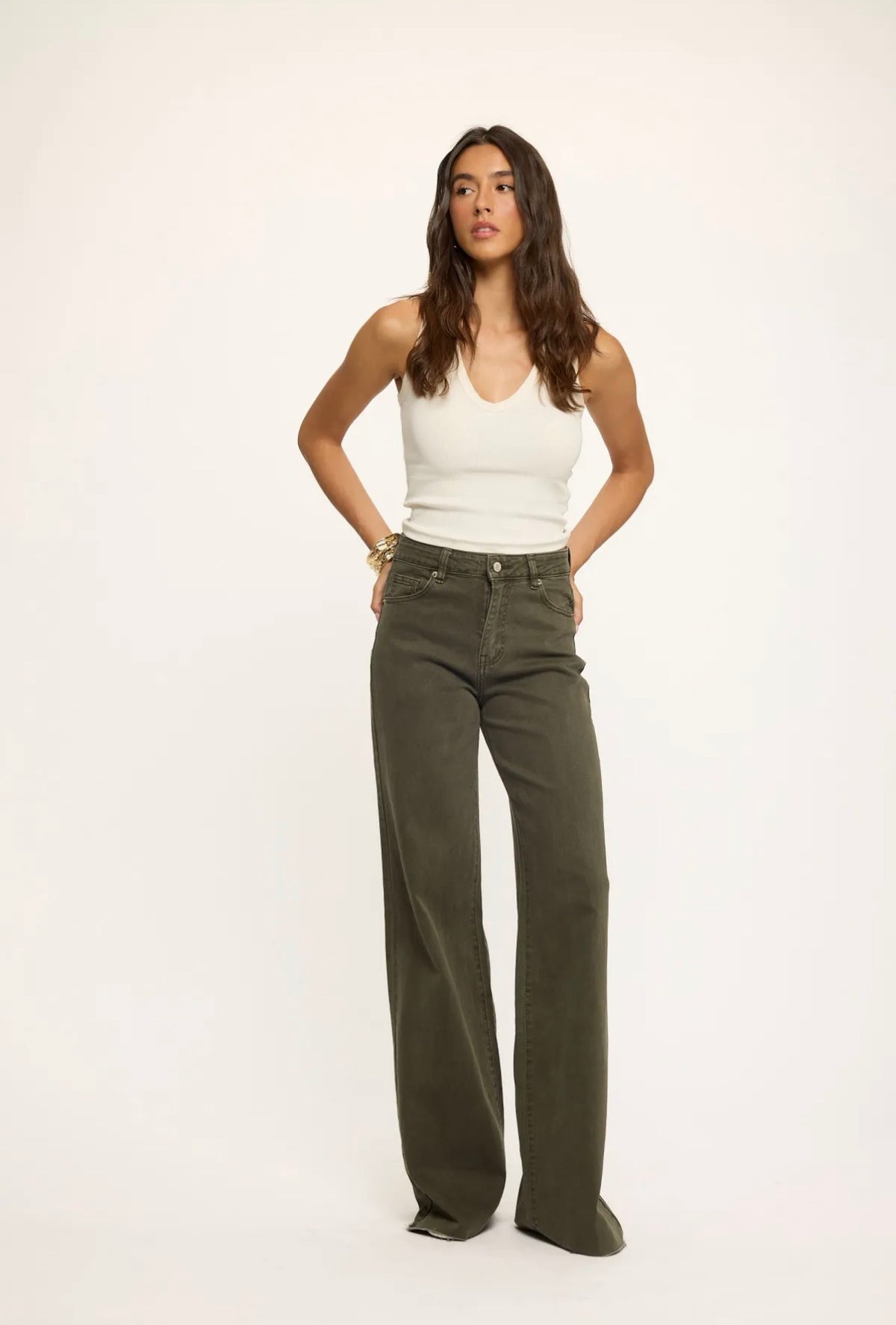 LOD of Love - Wide leg jeans – khaki - Tall (Inseam 88 cm)