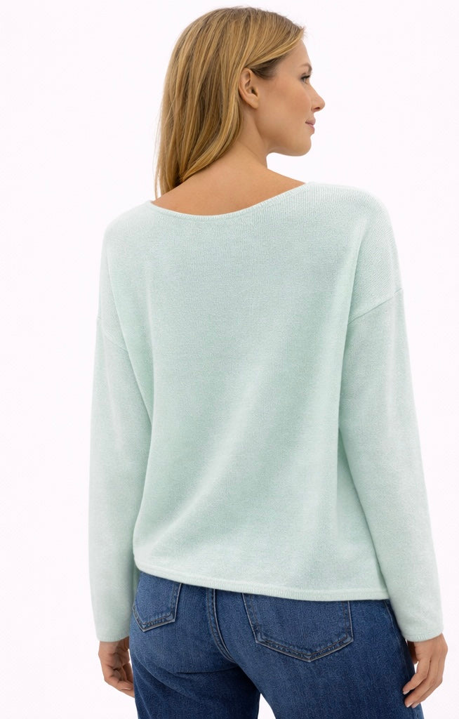 LOD of Love - Losvallende V-hals Trui Soft Mint