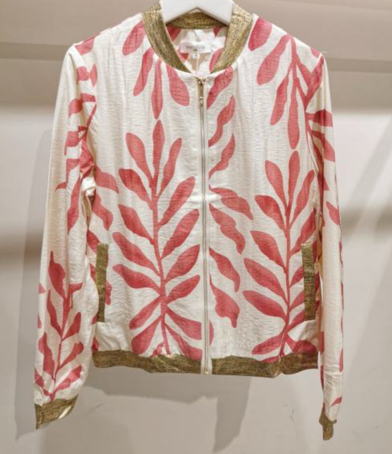 LOD of Love – Bomberjack met Koraalroze Bladprint in Plus Size