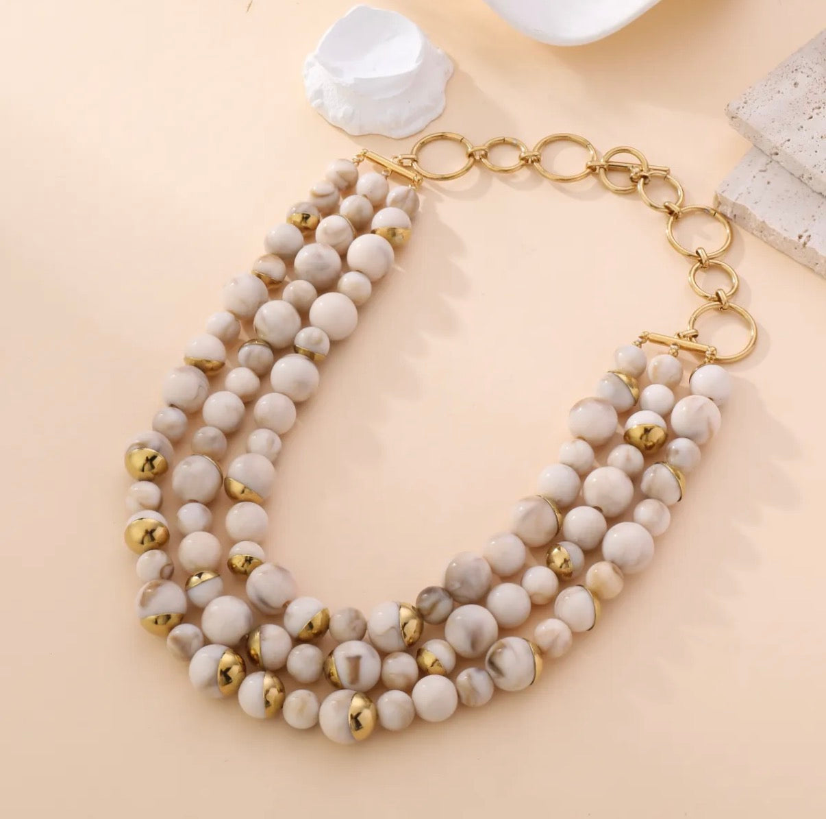LOD of Love - Gelaagde Ketting Crème & Goud