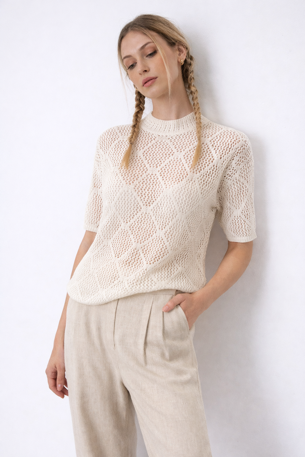 LOD of Love – Opengewerkte Top Noor White