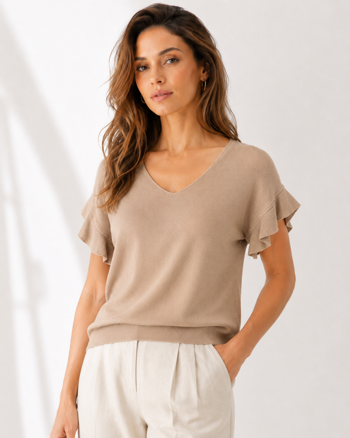 LOD of Love – Top Noa mit Rüschenärmeln Sand