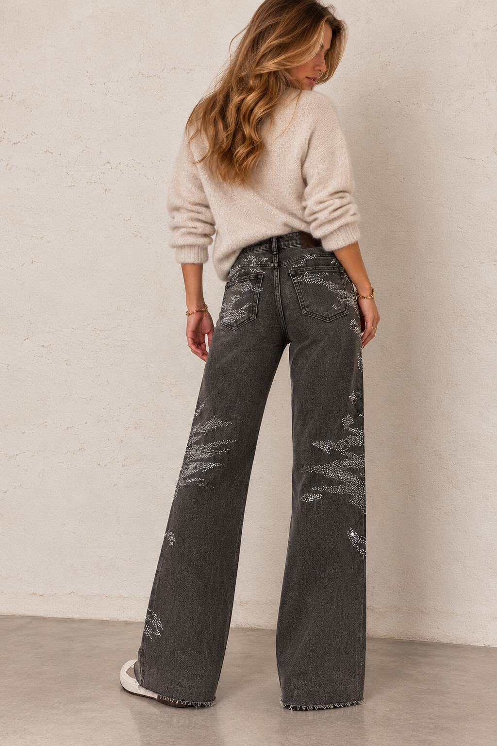 LOD of Love - Tall Sparkle Wide Leg Jeans – Grey ( Inseam 86 cm)