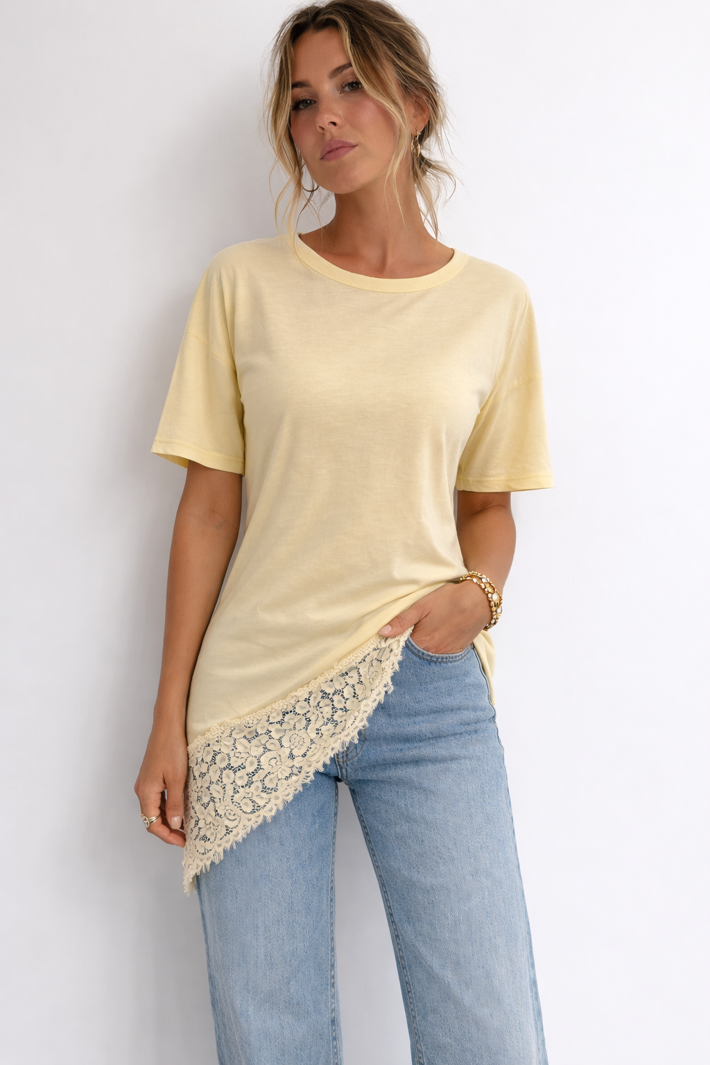 LOD of Love - Bella Lace Tee Butter Yellow