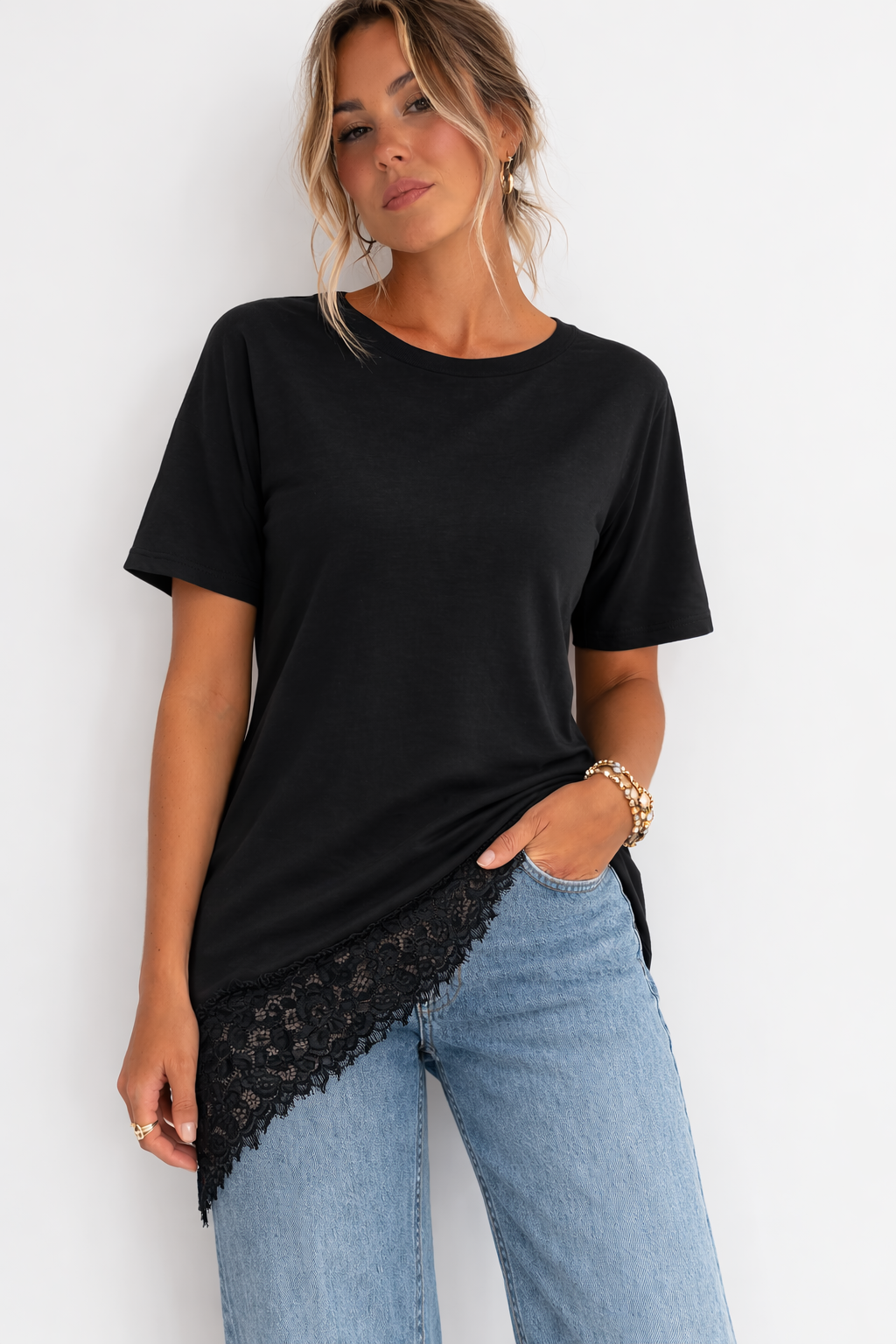 LOD of Love - Bella Lace Tee Butter Black