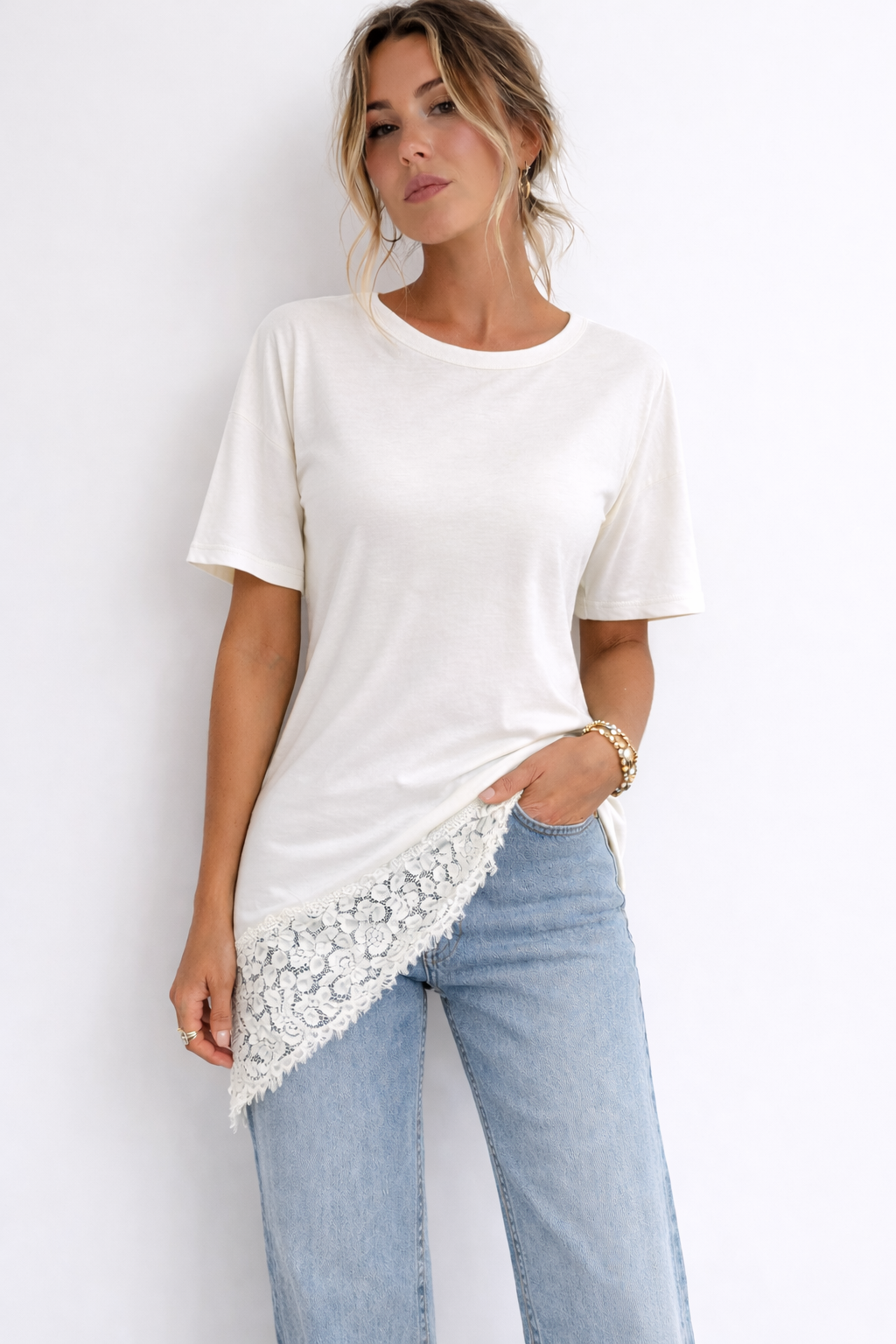 LOD of Love - Bella Lace Tee Butter White