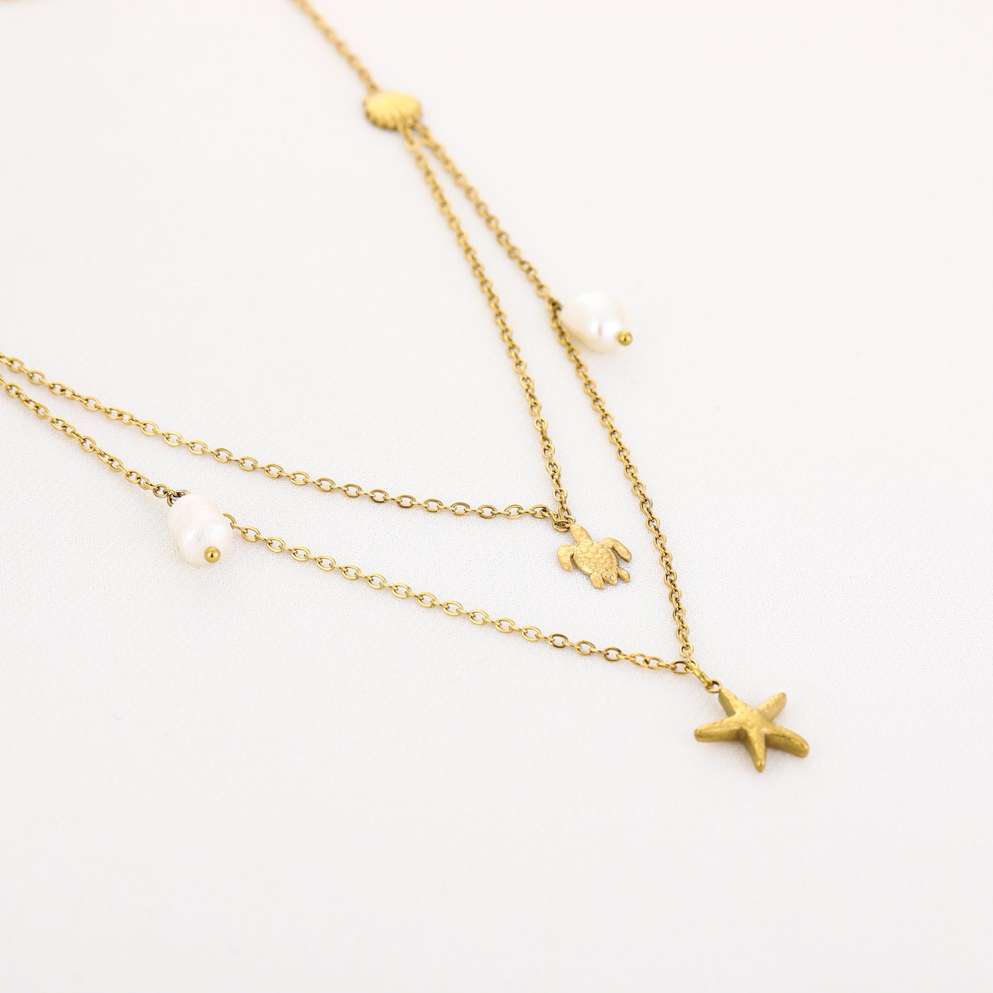 LOD of Love – Strand Ketting met Zeester, Schildpad en Parel