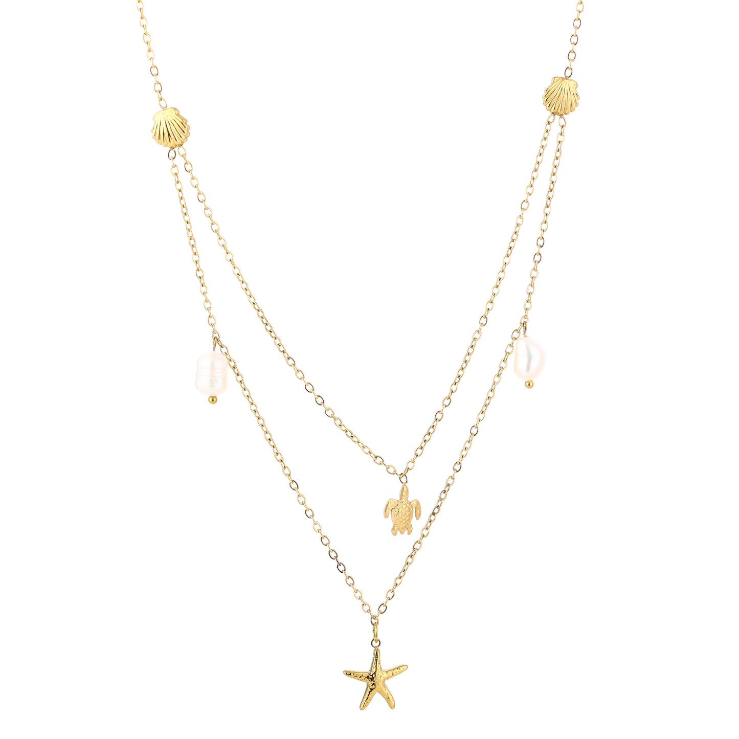LOD of Love – Strand Ketting met Zeester, Schildpad en Parel