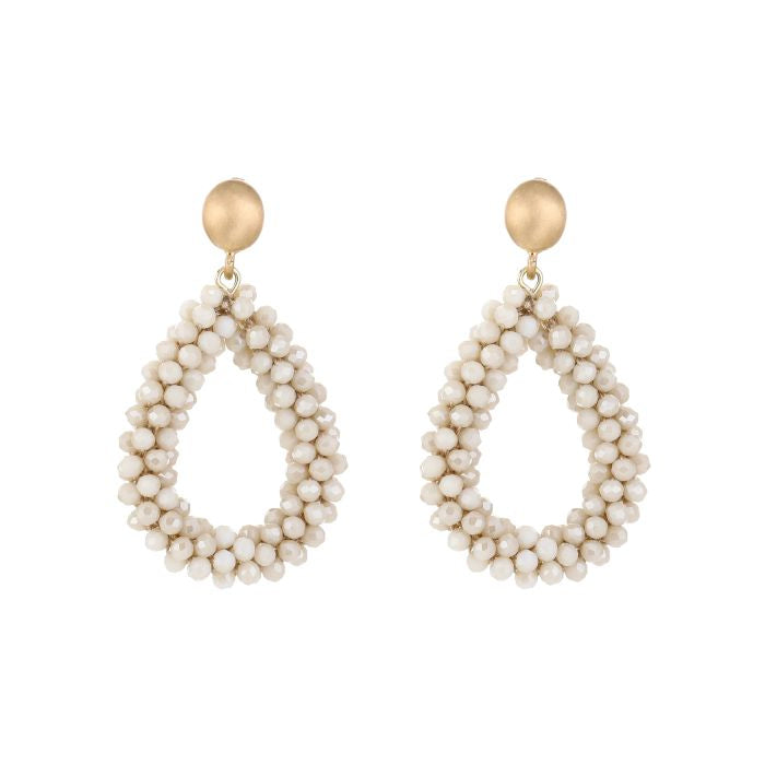LOD of Love – Druppel Oorbellen met Beige Kralen