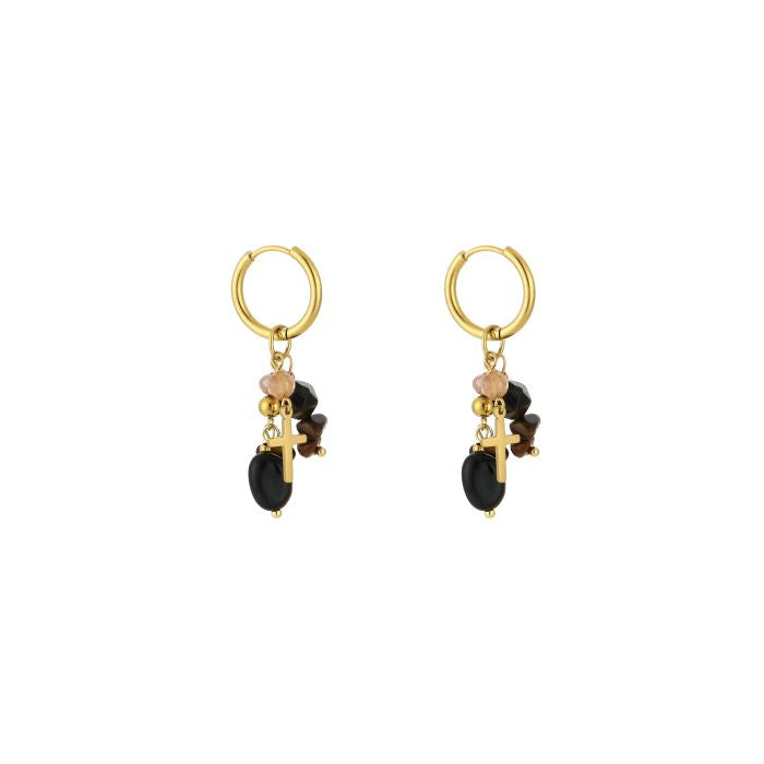 LOD of Love – Oorbellen Tiger Eye met Bedels