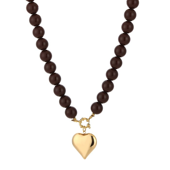 LOD of Love - Kralenketting met Gouden Hart Bruin
