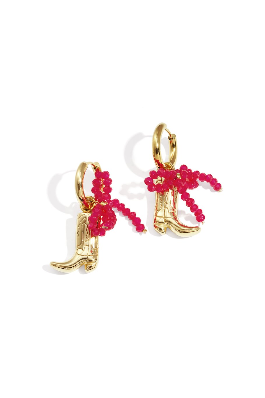 LOD of Love – Cowgirl Boots Oorbellen met Roze Kralen