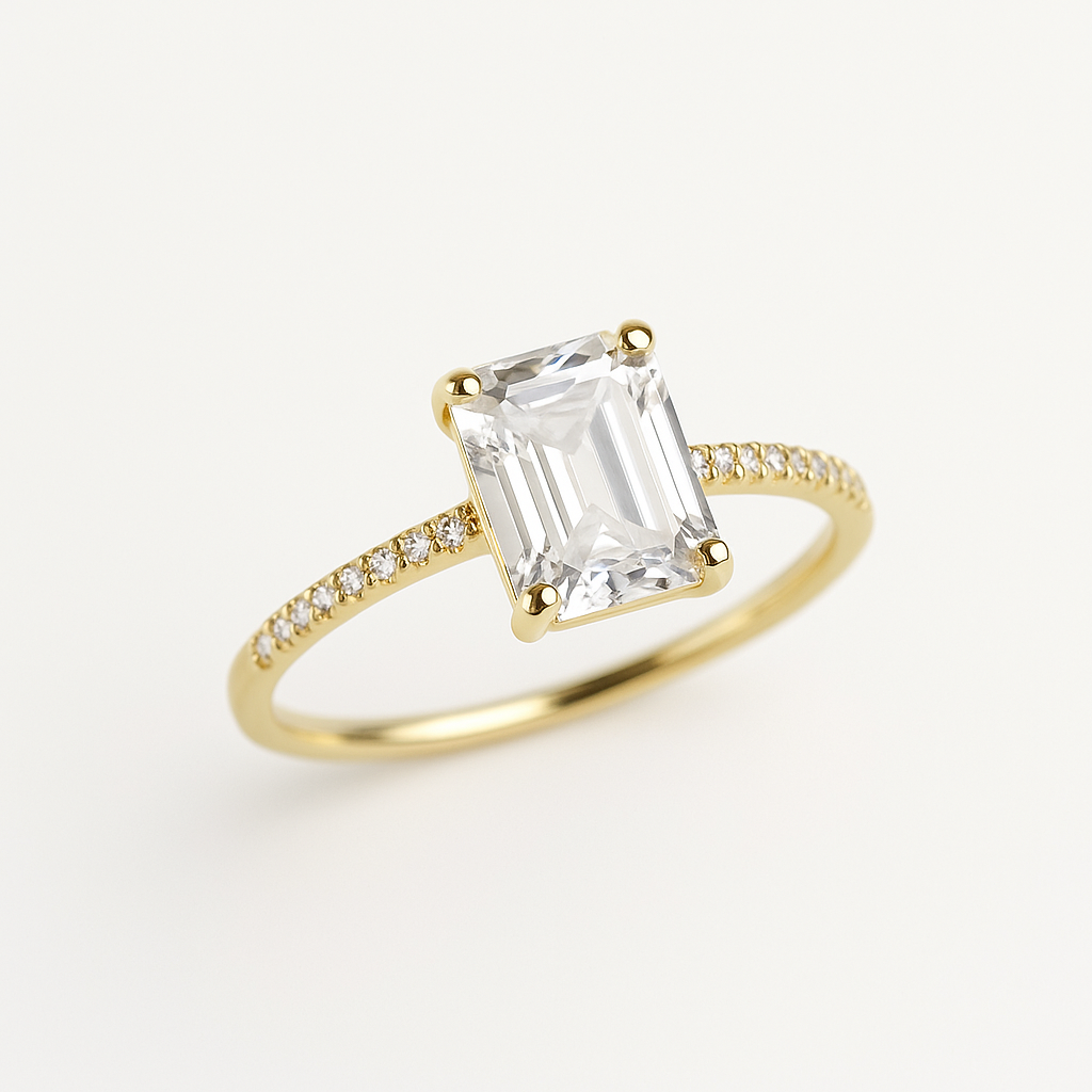 LOD of Love – Gold Plated Sterling Zilveren Ring met Vierkante Zirkonia