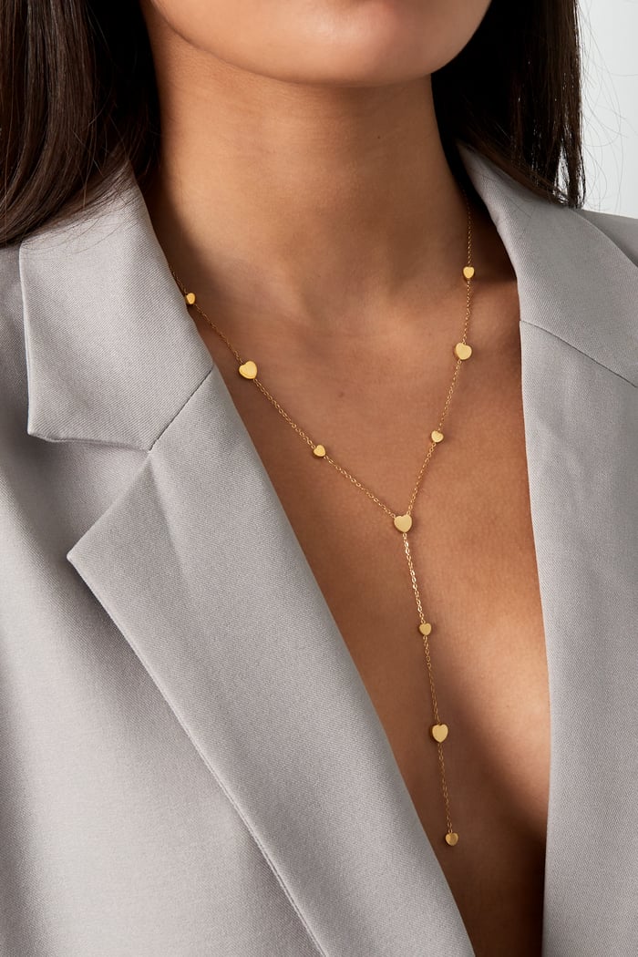 LOD of Love – Goudkleurige Y-Ketting met Hartjes