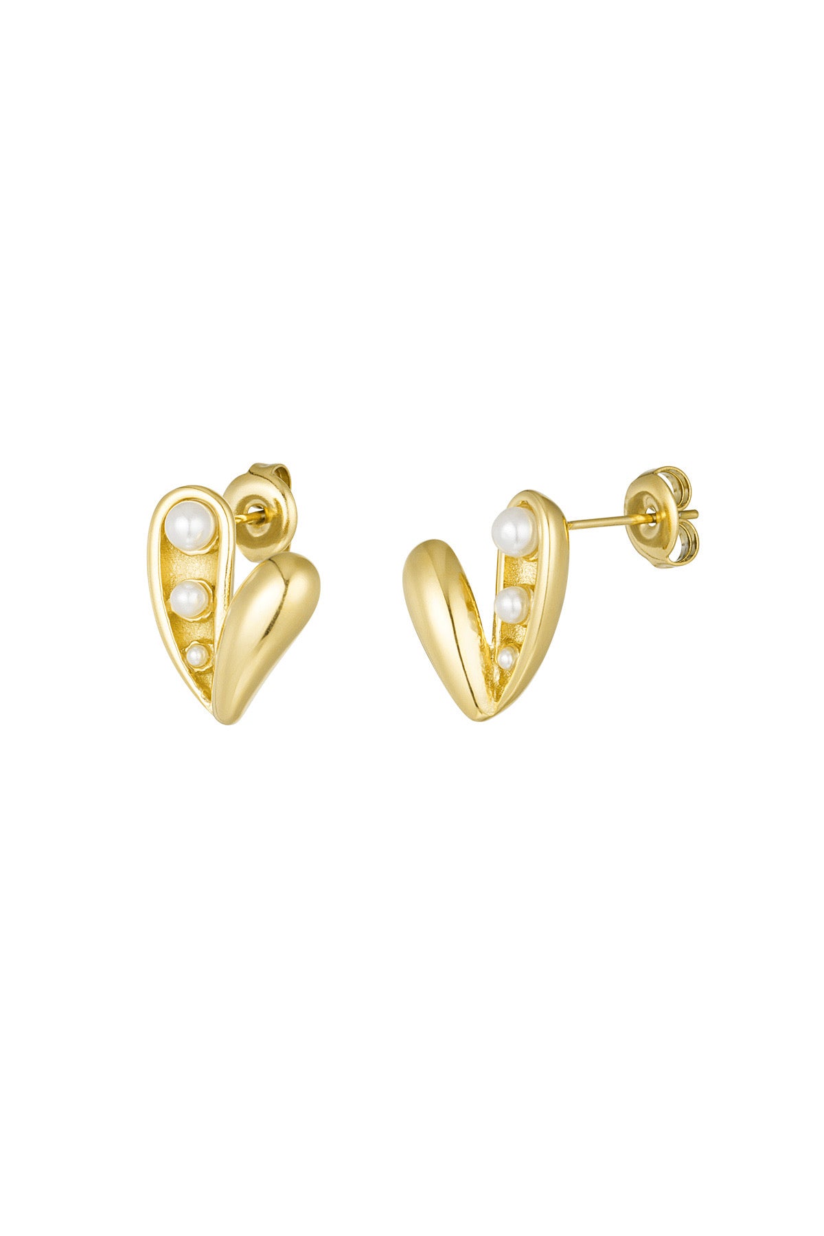 LOD of Love Gouden Oorbellen met Parels en Hartvormig Design