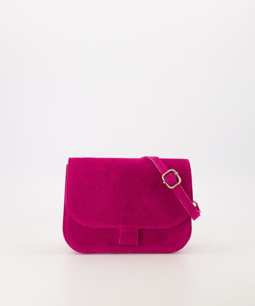 LOD of Love Flora Suède Tas – Fuchsia Statement met Verstelbare Schouderband