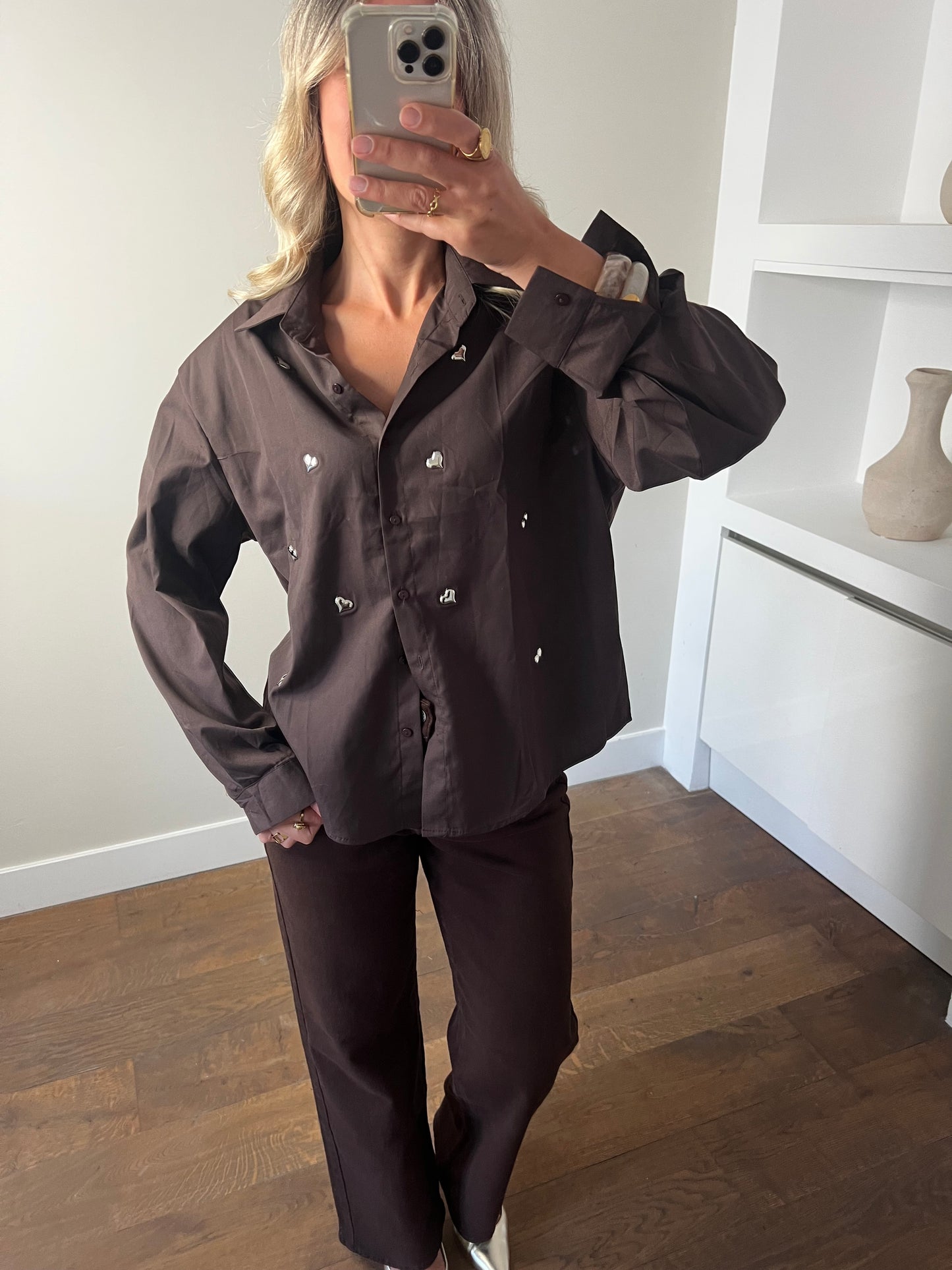 LOD of Love – Bruin Blouse Met Hartjesdetails