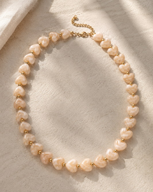 LOD of Love - Hartjes Ketting Beige Goud