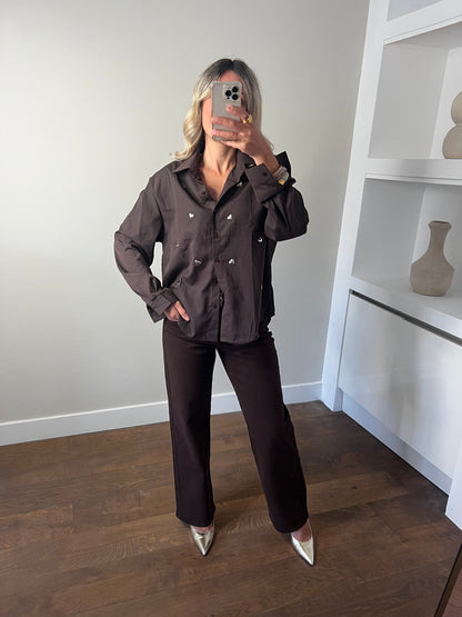 LOD of Love – Bruin Blouse Met Hartjesdetails