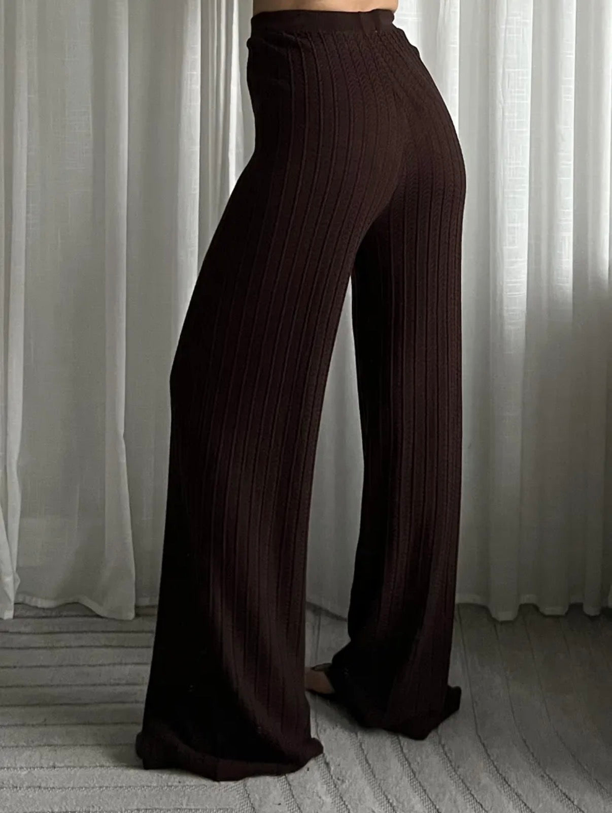 LOD of Love - Ribbed wide Leg Pants Brown