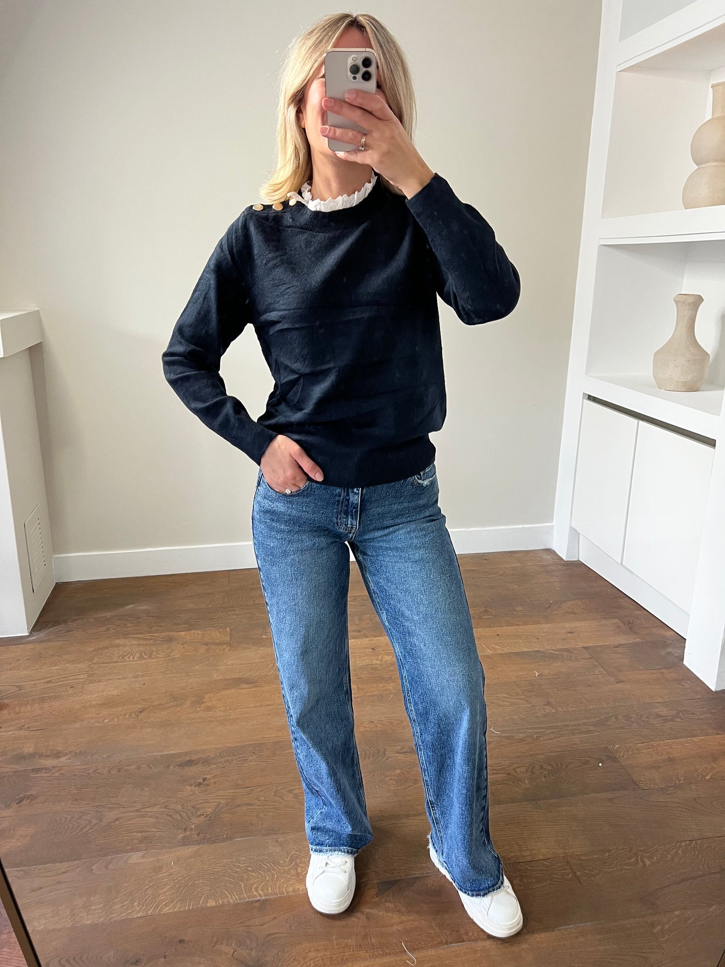 LOD Of Love - Marine Knit met Kantkraag en Gouden Knopen