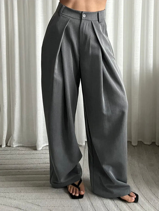 LOD of Love - High Waist Pantalon met Plooien – Grey