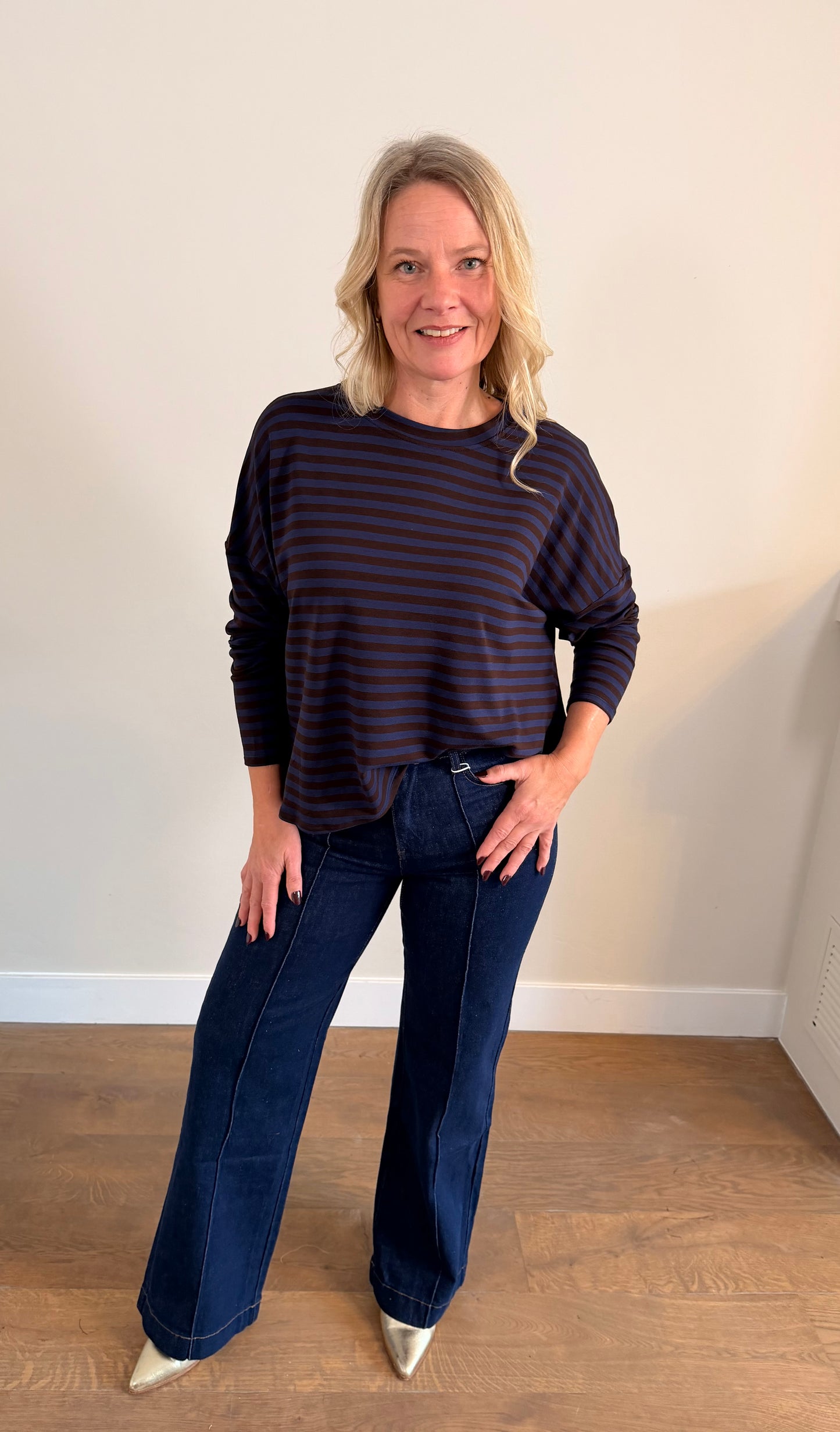 LOD of Love – Gestreepte Top Donkerblauw Bruin