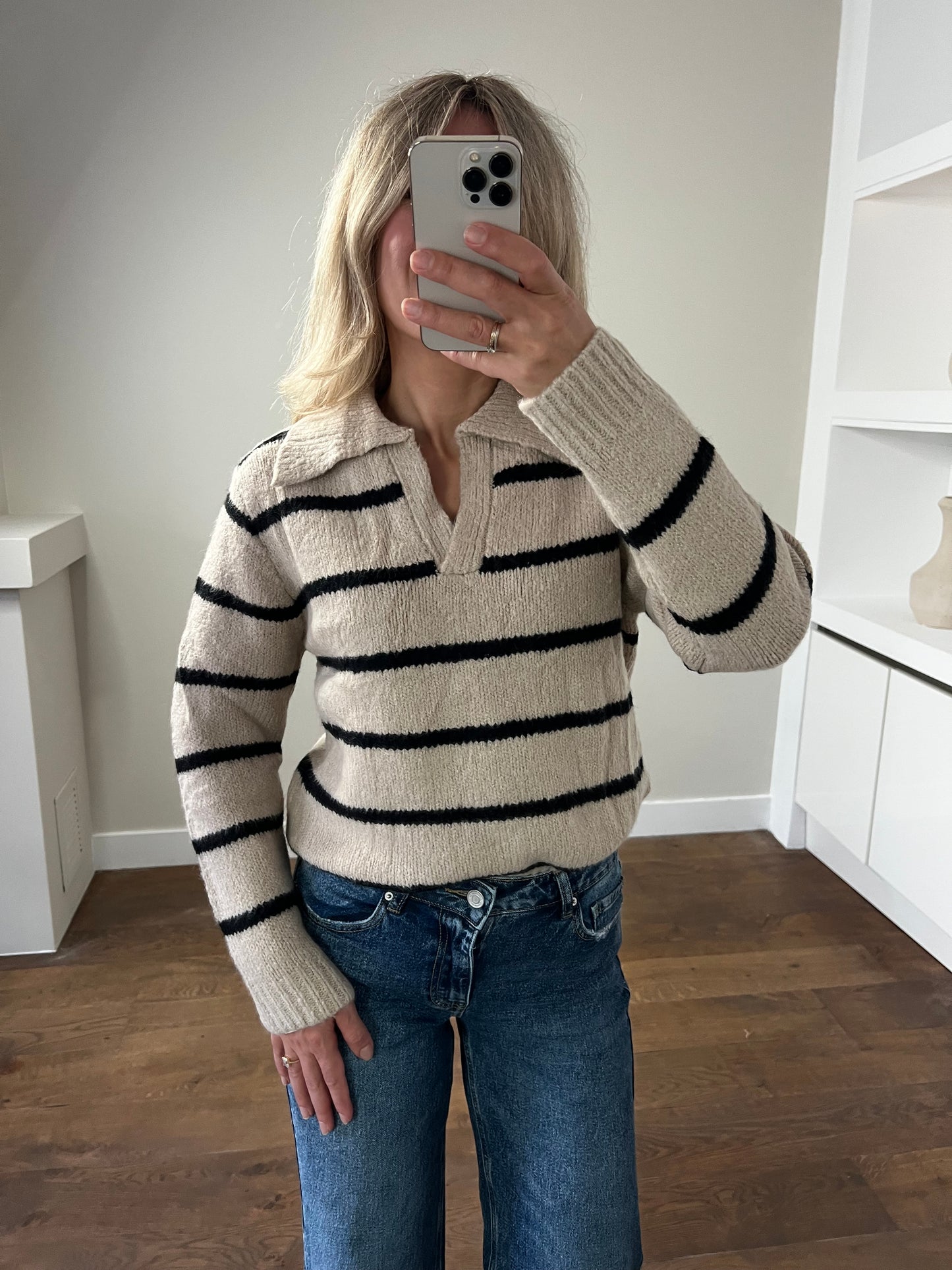 LOD Of Love -Beige Gestreepte Polo Trui