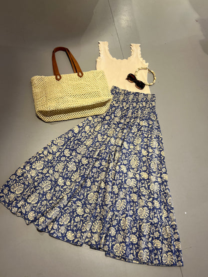 LOD of Love – Ibiza Maxi Rok Nachtblauw met Bloemenprint